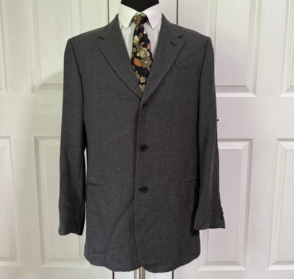 Donna Karan Signature Men's Wool Silk 3Buttons Blazer Jacket Size 44 Long